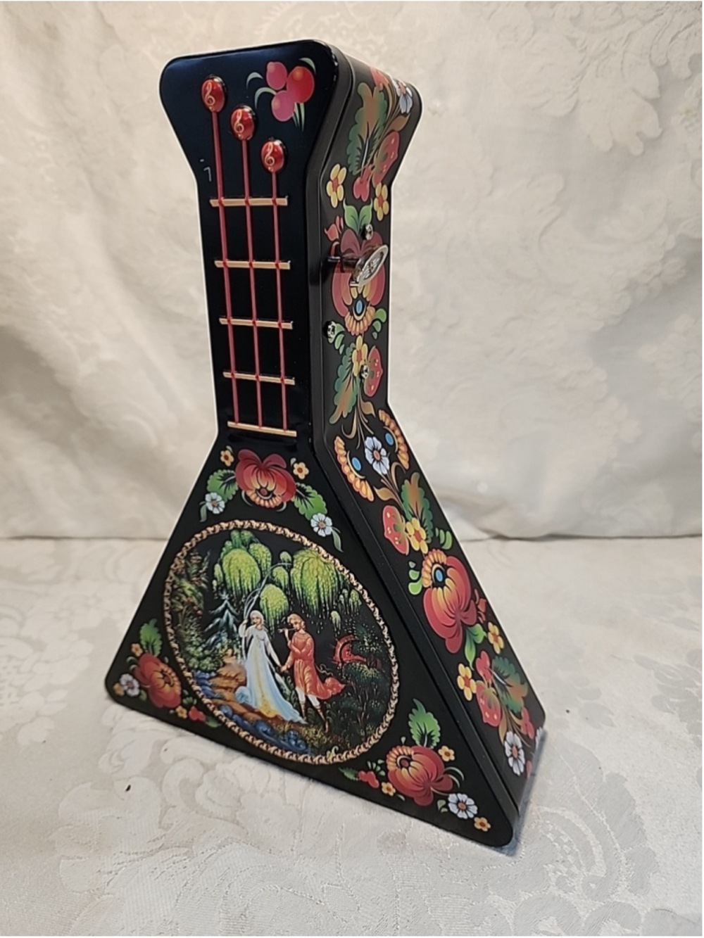 Russian Balalaika Musical Box Ceylon Tea Tin Collectible